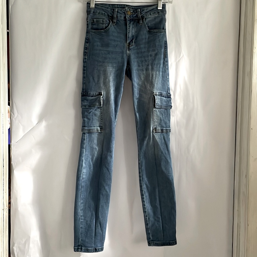 Rue 21 Cargo Jeans Slim Fit Blue Denim, size 2